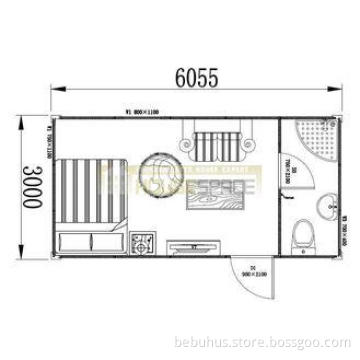 Layout of Anti-Rusted Steel Frame Modular Cottage for Vacat